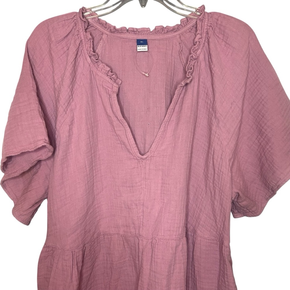 Old Navy Purple Cotton Gauze Peasant Dress XL Boho Mini - Picture 6 of 12